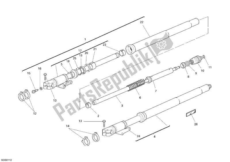 Tutte le parti per il Forcella Anteriore del Ducati Monster S2R 1000 USA 2008